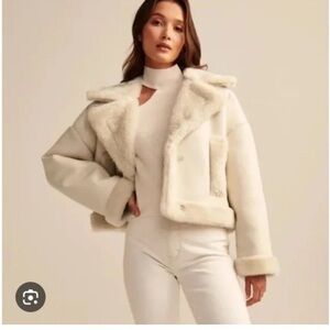 Women's Cream Faux Fur Jacket